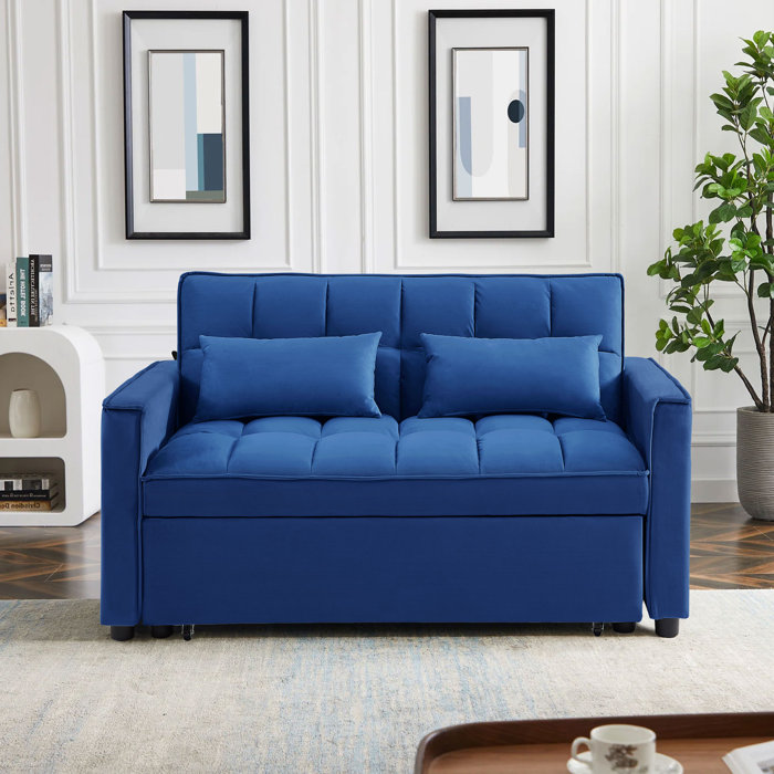 Mercer41 Eiri55'' Wide Velvet Square Arm Sofa Bed & Reviews Wayfair